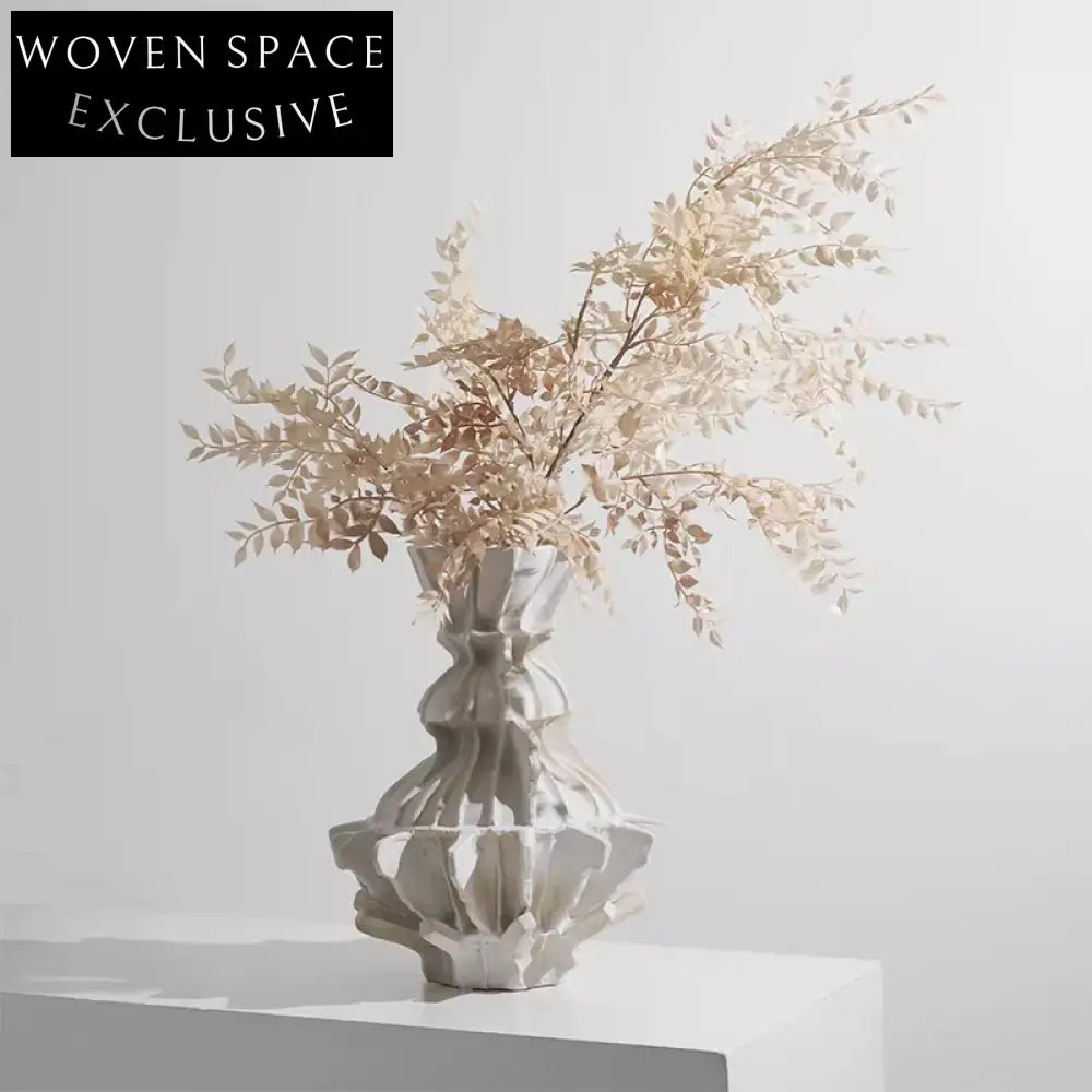 Minimalist Ceramic Tabletop Flower Vase, Unique Shape for Modern Home Decor