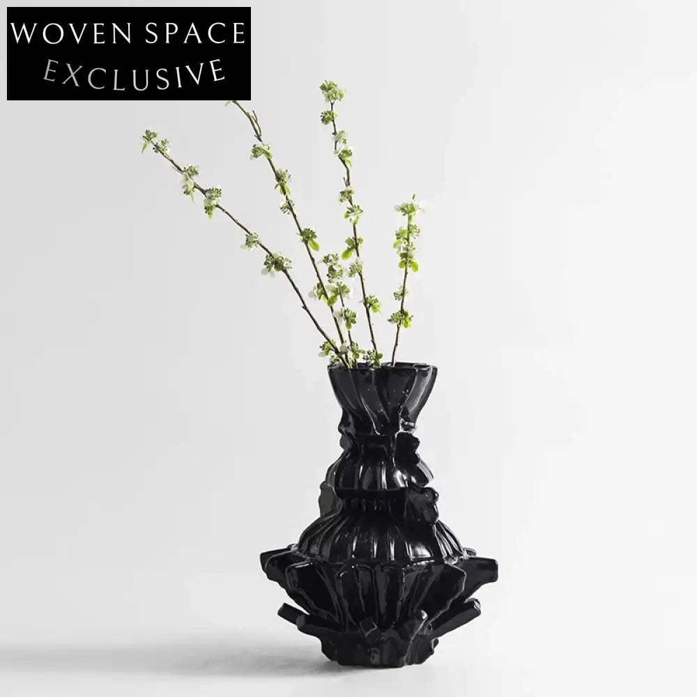 Minimalist Ceramic Tabletop Flower Vase, Unique Shape for Modern Home Decor