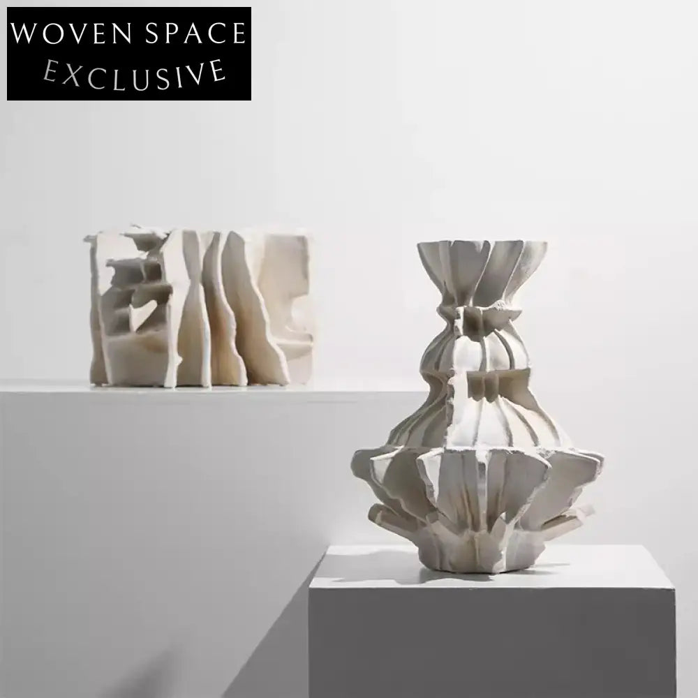 Minimalist Ceramic Tabletop Flower Vase, Unique Shape for Modern Home Decor