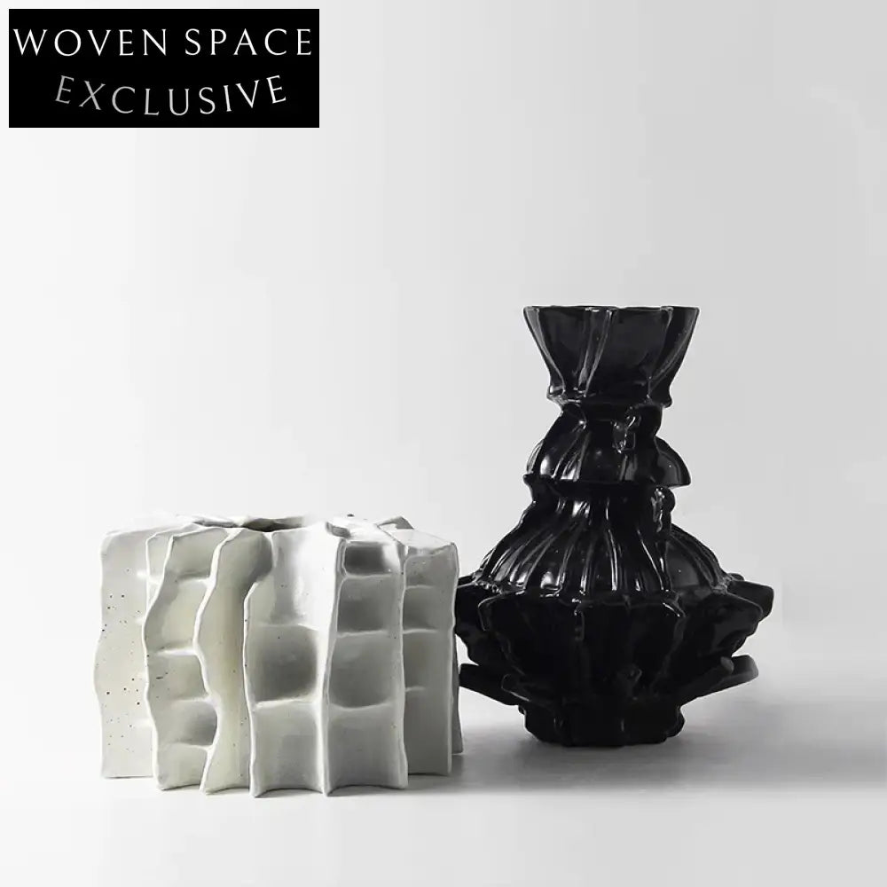 Minimalist Ceramic Tabletop Flower Vase, Unique Shape for Modern Home Decor
