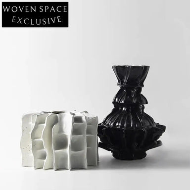 Minimalist Ceramic Tabletop Flower Vase, Unique Shape for Modern Home Decor