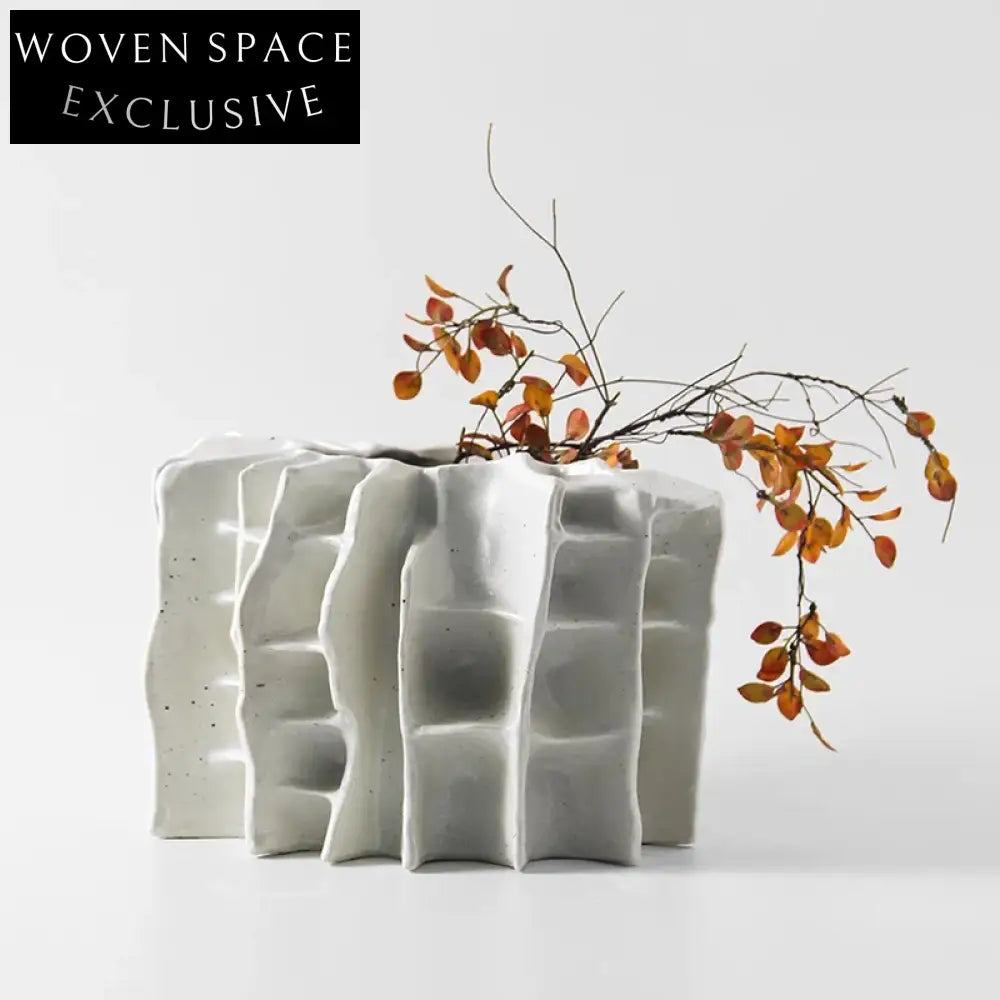 Minimalist Ceramic Tabletop Flower Vase, Unique Shape for Modern Home Decor