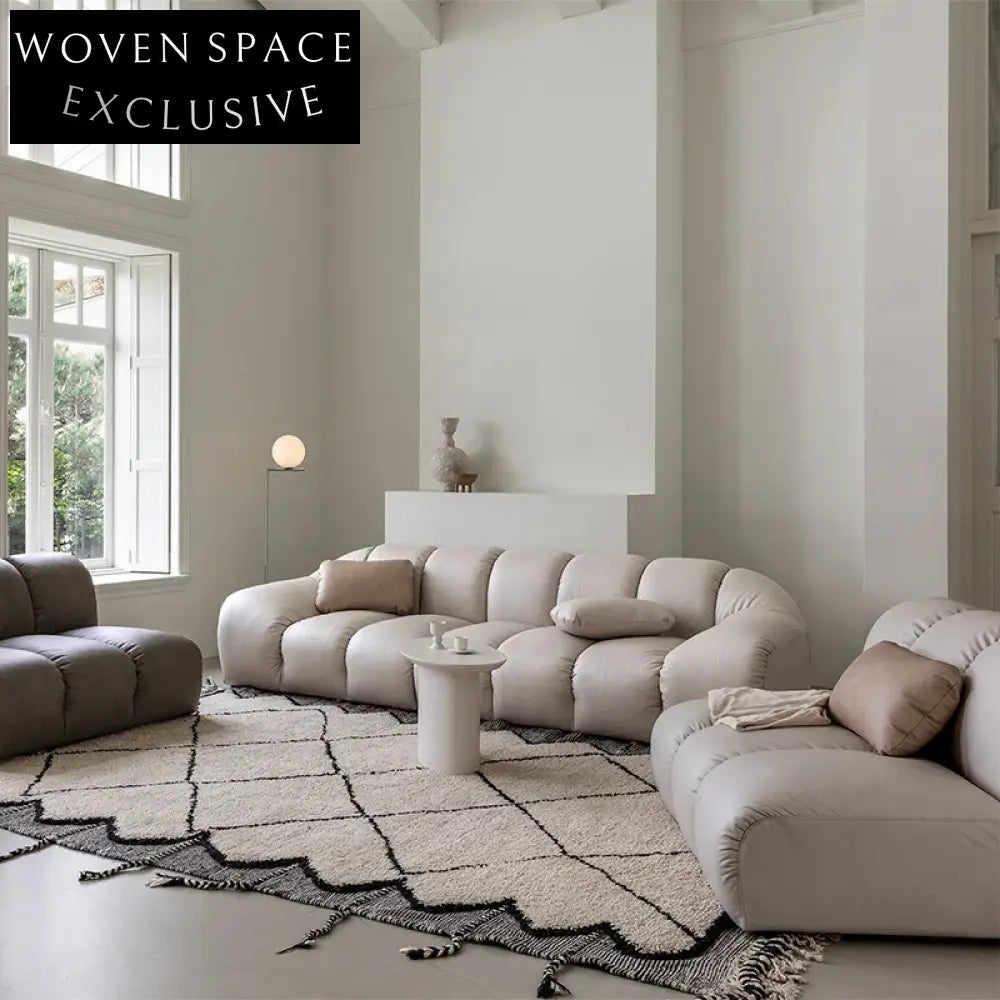 Minimalist Cozy Microfiber Leather Ash Wood Frame Modular 3-Seat Sectional Sofa