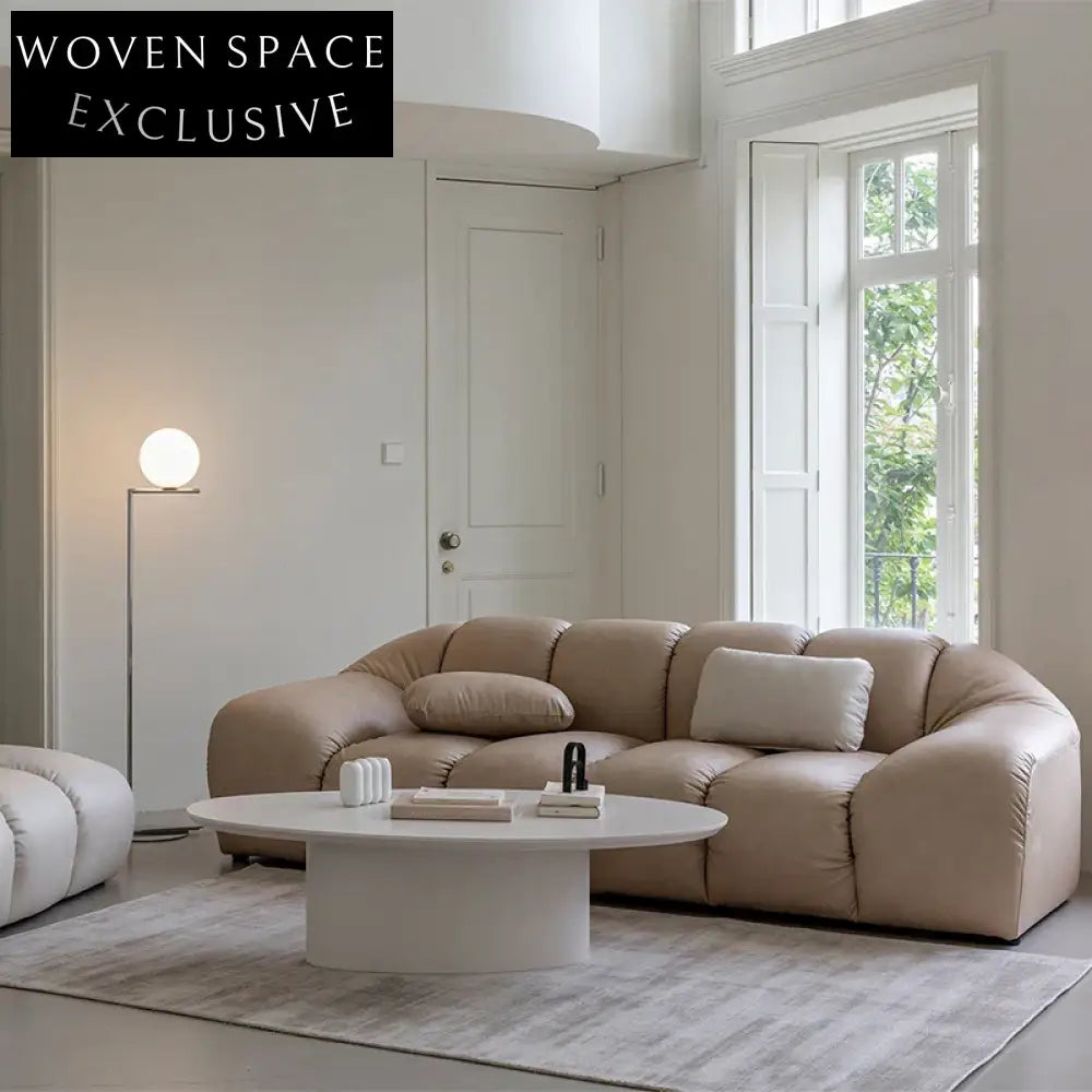 Minimalist Cozy Microfiber Leather Ash Wood Frame Modular 3-Seat Sectional Sofa