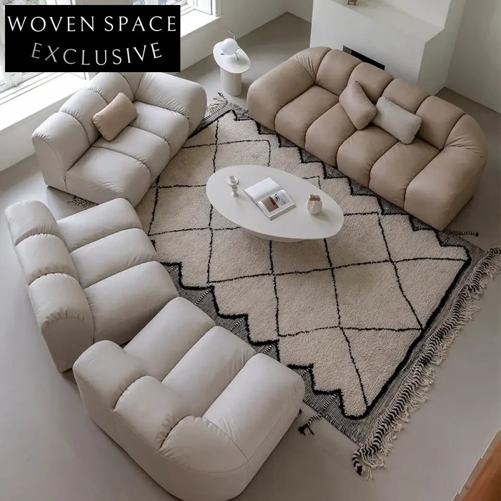 Minimalist Cozy Microfiber Leather Ash Wood Frame Modular 3-Seat Sectional Sofa