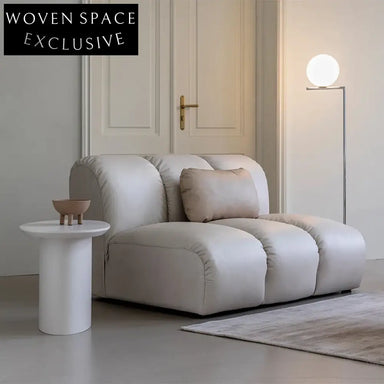 Minimalist Cozy Microfiber Leather Ash Wood Frame Modular 3-Seat Sectional Sofa