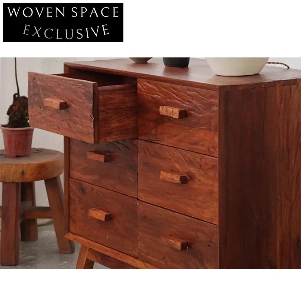 Minimalist Handmade Solid Maple Wood Six Drawer Storage Sideboard Cabinet