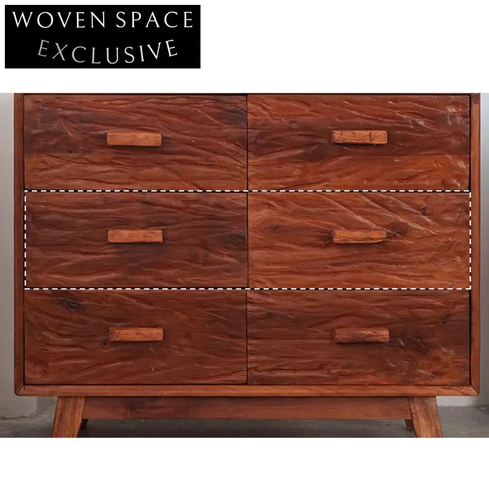Minimalist Handmade Solid Maple Wood Six Drawer Storage Sideboard Cabinet