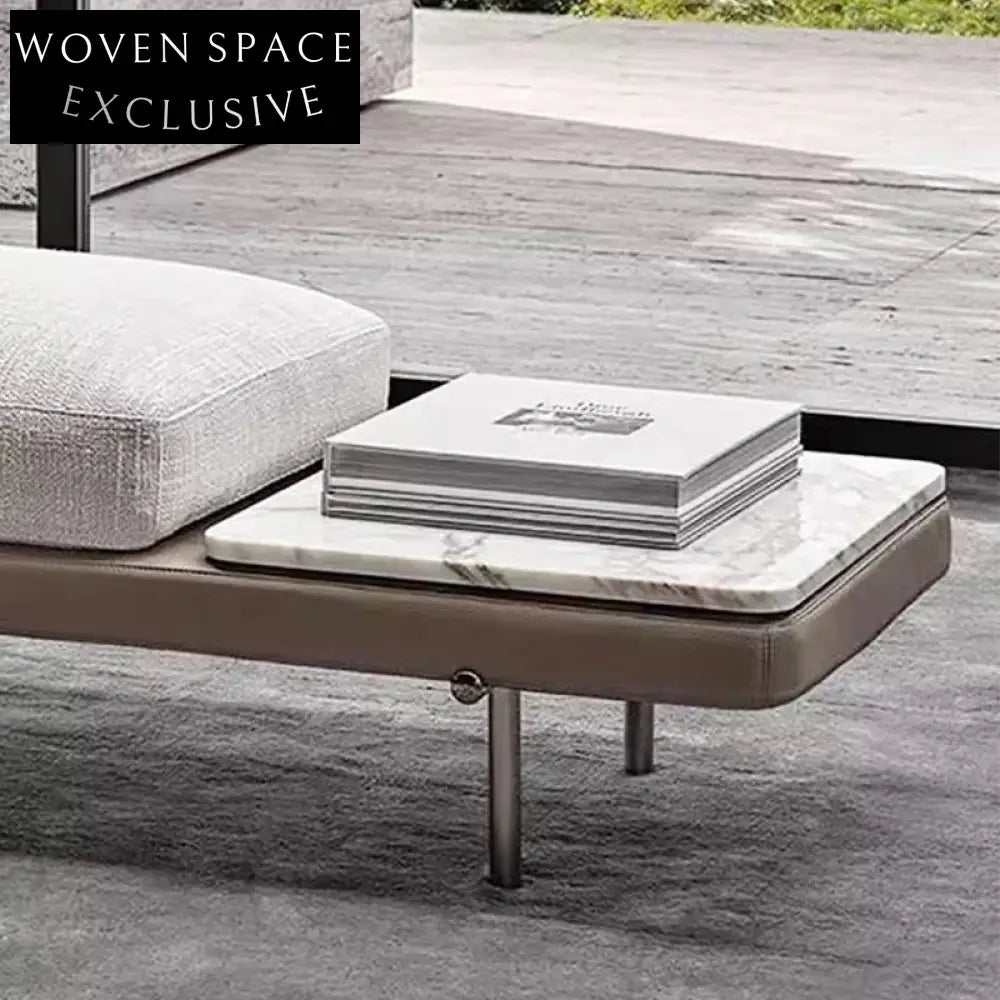 Minimalist High-Density Sponge Ottoman with Stainless Steel Legs Bench