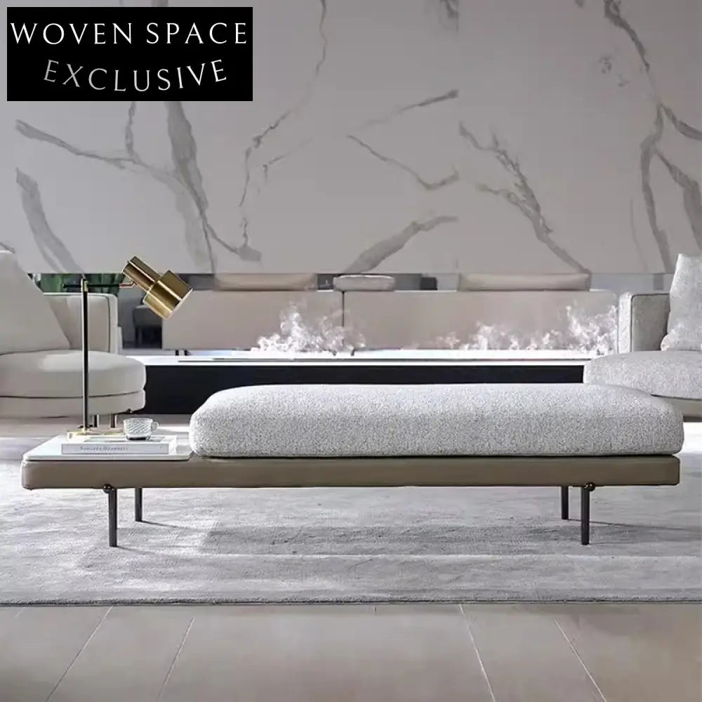 Minimalist High-Density Sponge Ottoman with Stainless Steel Legs Bench