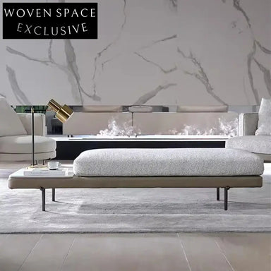 Minimalist High-Density Sponge Ottoman with Stainless Steel Legs Bench