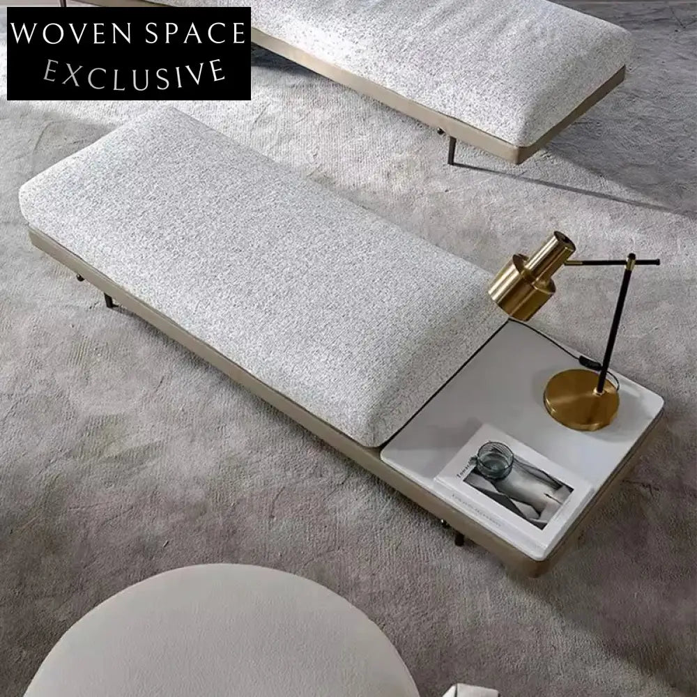 Minimalist High-Density Sponge Ottoman with Stainless Steel Legs Bench