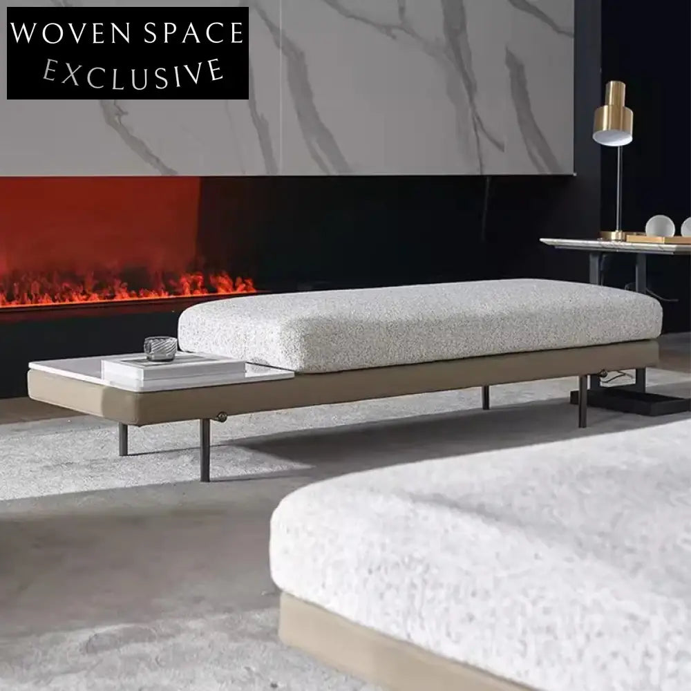 Minimalist High-Density Sponge Ottoman with Stainless Steel Legs Bench