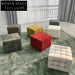 Minimalist Italian Leather Upholstery Cuboid Ottoman Seat for Apartment Living