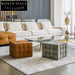 Minimalist Italian Leather Upholstery Cuboid Ottoman Seat for Apartment Living