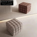 Minimalist Italian Leather Upholstery Cuboid Ottoman Seat for Apartment Living