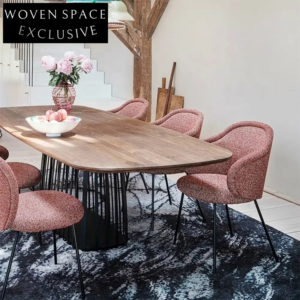 Minimalist Luxury Soft Velvet High Back Dining Chair with Metal Legs