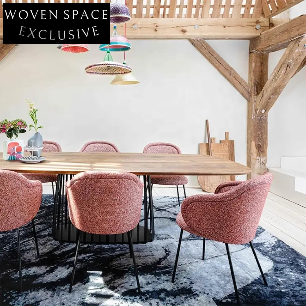 Minimalist Luxury Soft Velvet High Back Dining Chair with Metal Legs