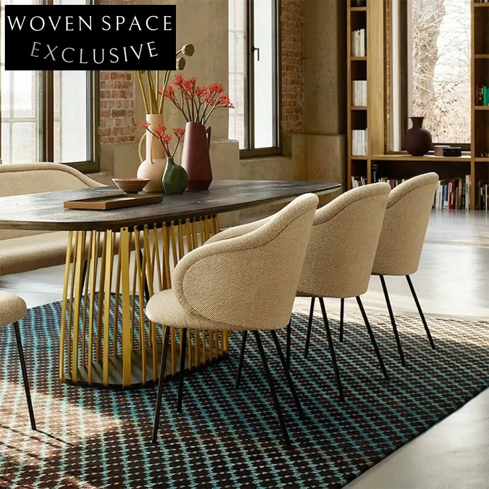 Minimalist Luxury Soft Velvet High Back Dining Chair with Metal Legs