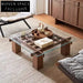 Minimalist Luxury Tempered Glass Top Wood Frame Modern Center Coffee Table