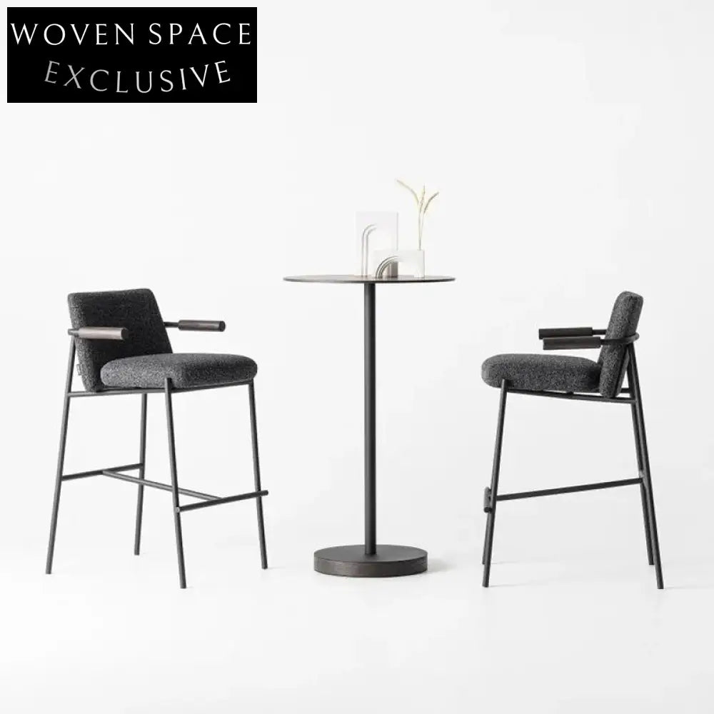 Minimalist Metal High Leather Fabric Armrest Dining Reception Chair