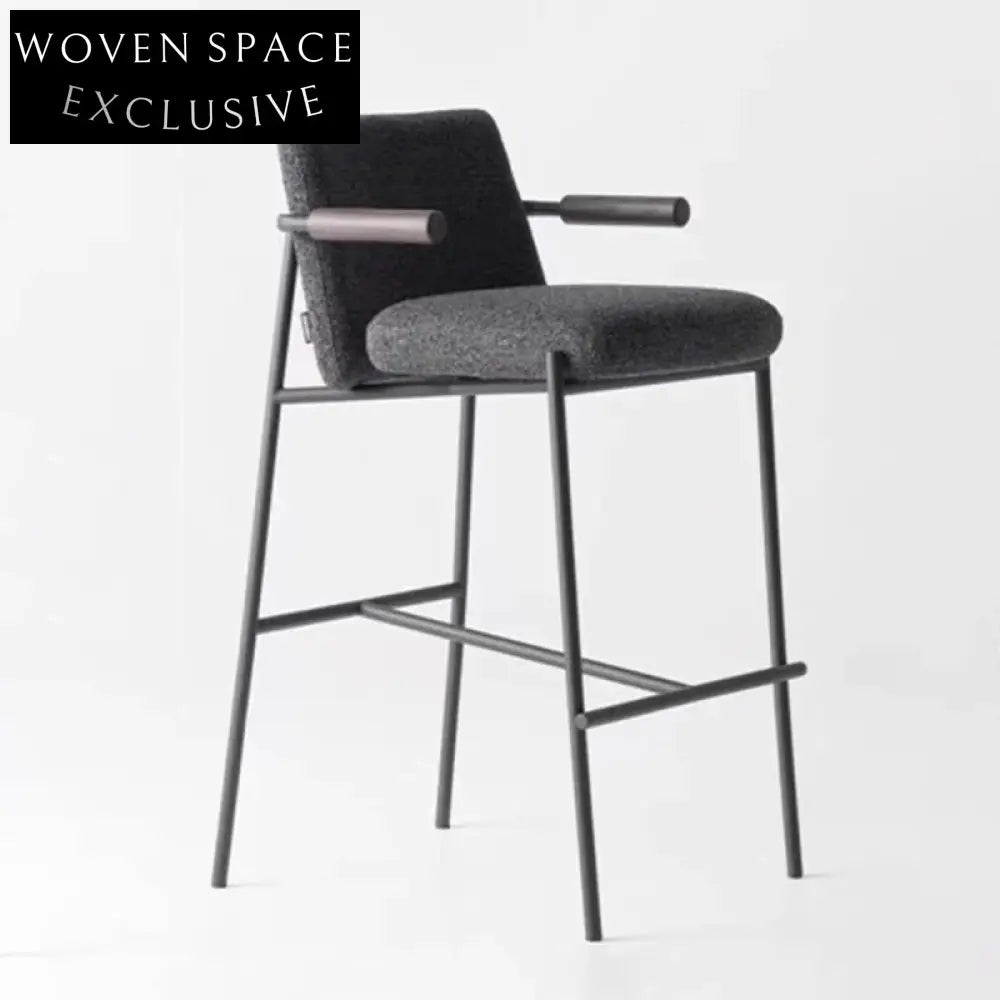 Minimalist Metal High Leather Fabric Armrest Dining Reception Chair