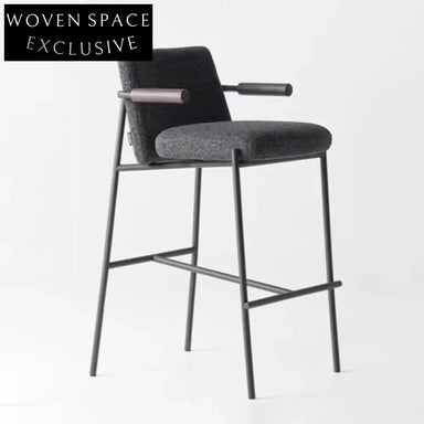 Minimalist Metal High Leather Fabric Armrest Dining Reception Chair