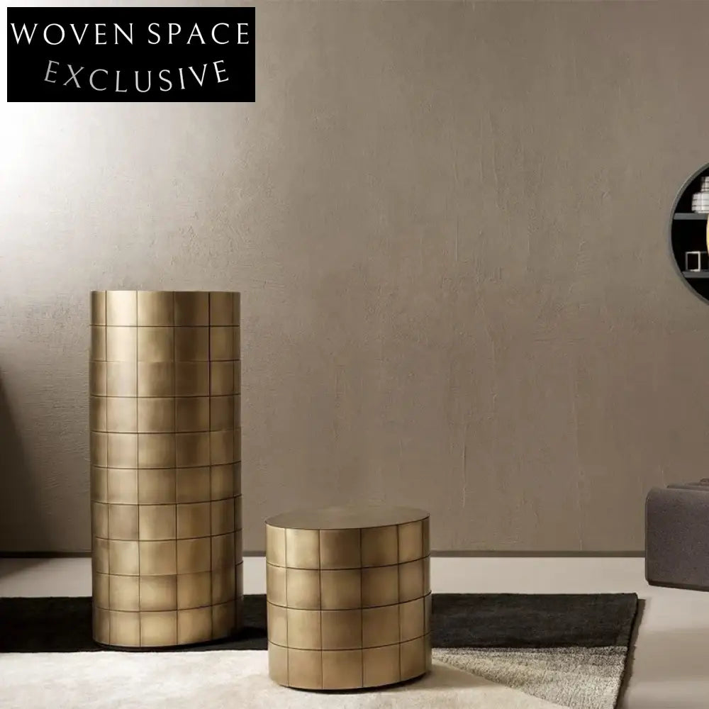 Minimalist Metal Round Side Cabinet Cylindrical Accent Table