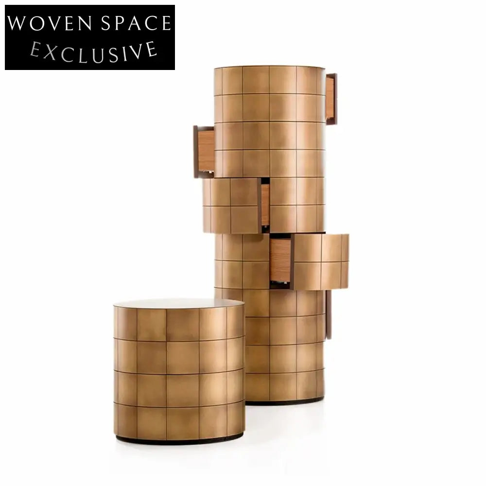 Minimalist Metal Round Side Cabinet Cylindrical Accent Table
