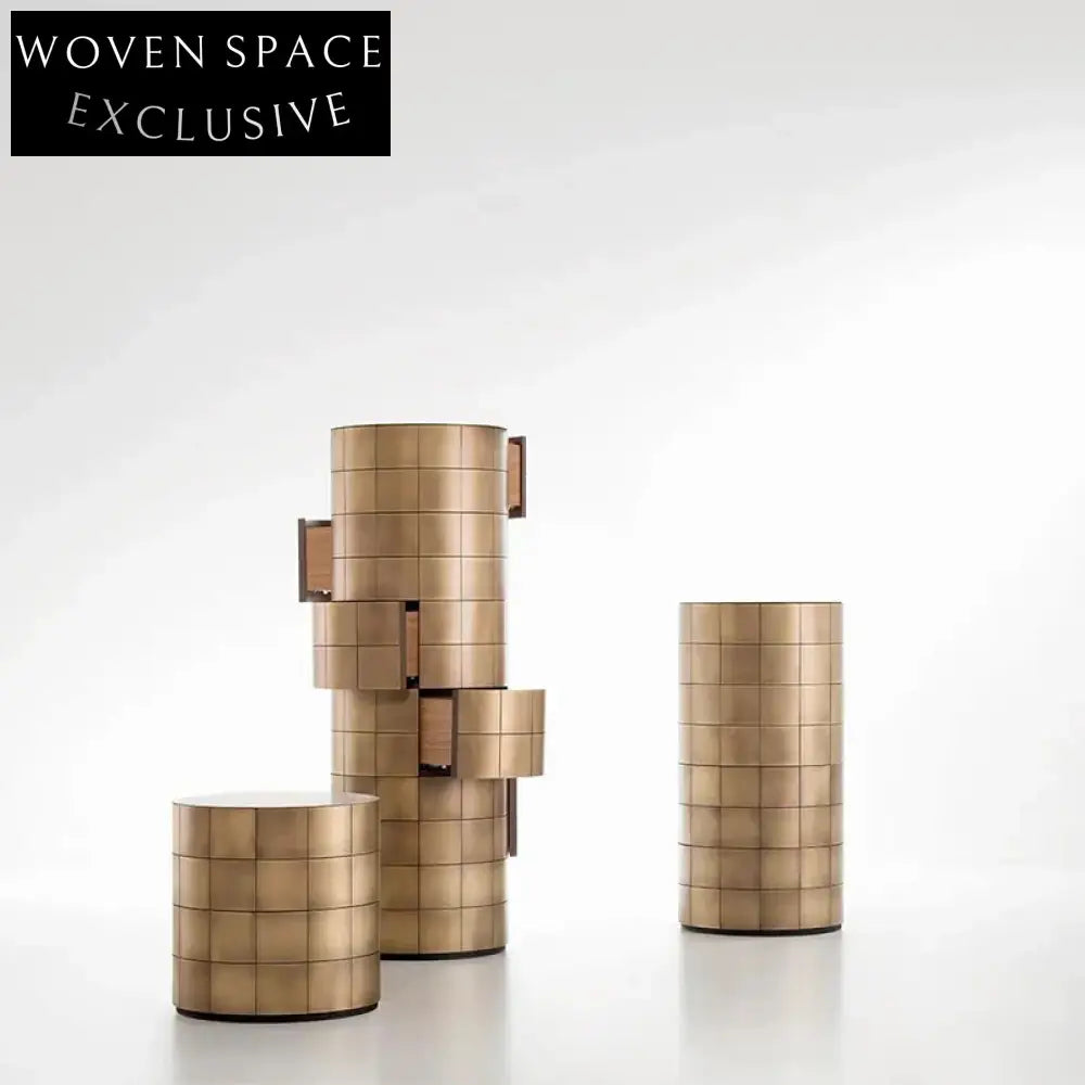 Minimalist Metal Round Side Table with Wooden Drawer for Modern Homes