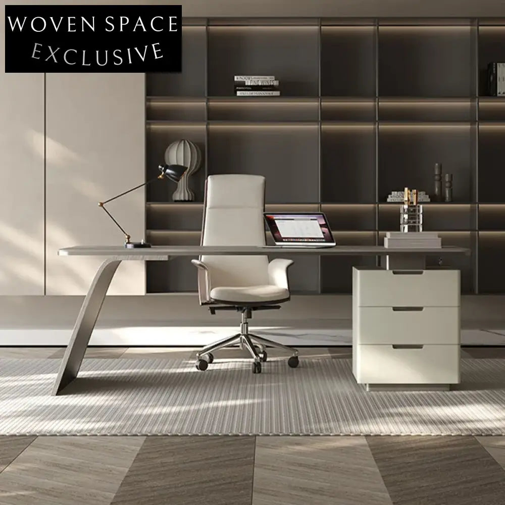 Minimalist Modern L-Shaped Home Office Computer Desk with Side Storage Cabinet