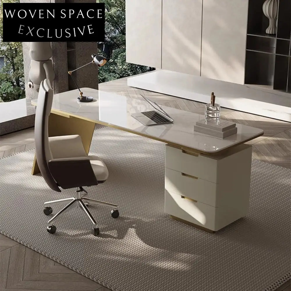 Minimalist Modern L-Shaped Home Office Computer Desk with Side Storage Cabinet