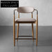 Minimalist Nordic Fabric Wood Bar Stool High Kitchen Counter Chair
