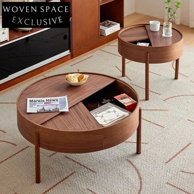 Minimalist Oak Wood Frame Coffee & Side Table Set