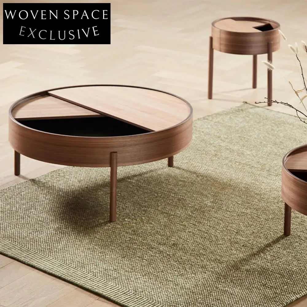 Minimalist Oak Wood Frame Coffee & Side Table Set