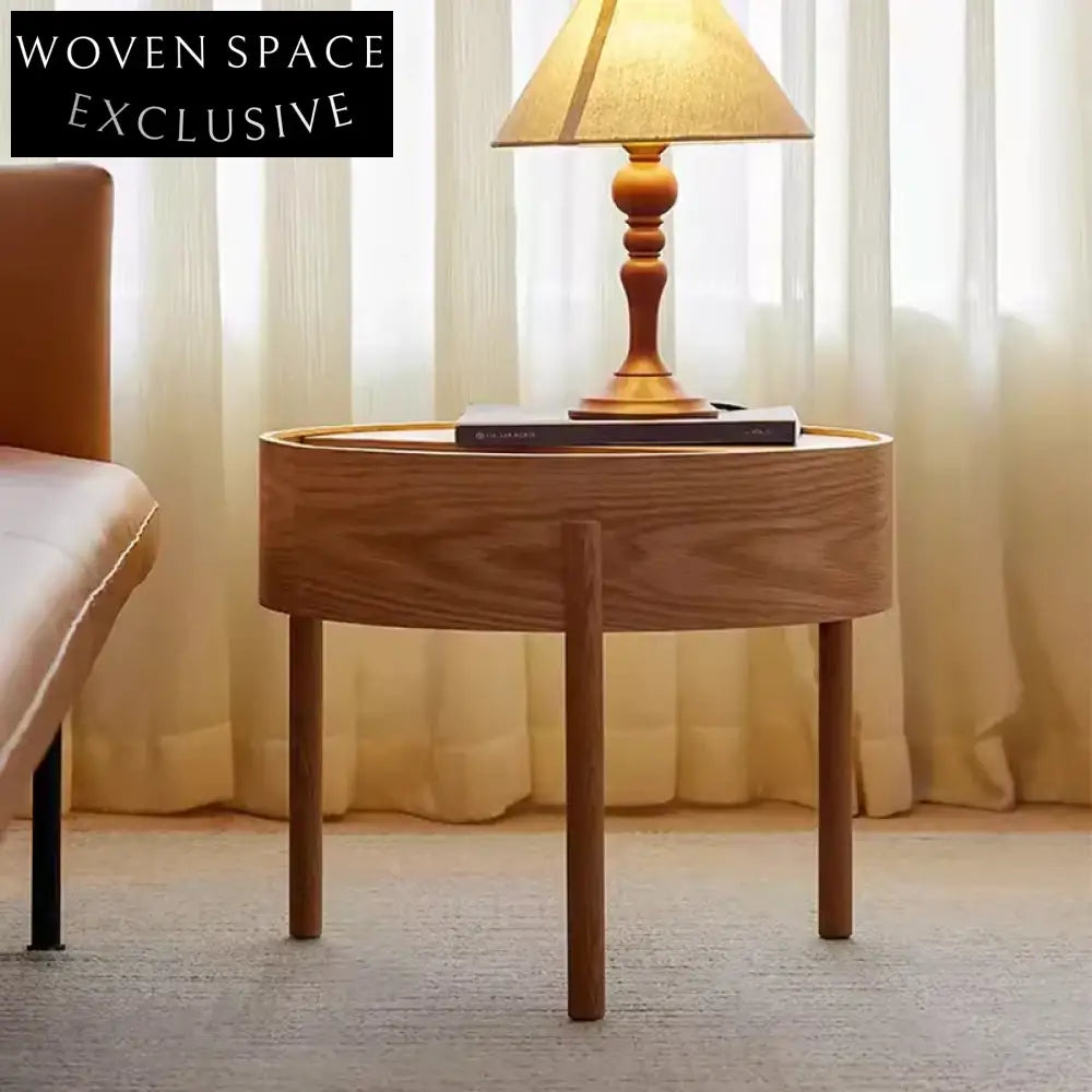 Minimalist Oak Wood Frame Coffee & Side Table Set