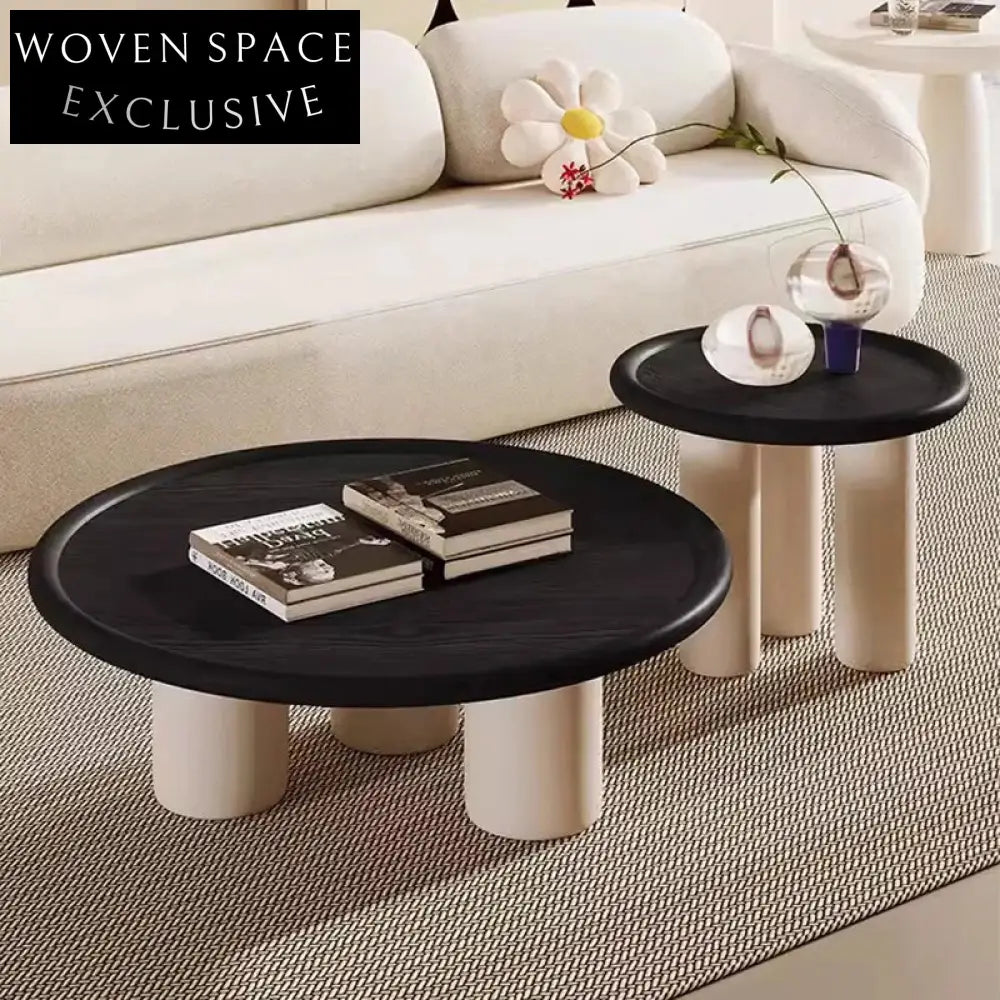 Minimalist Round Ash Wood Coffee Table with Durable Wooden Frame