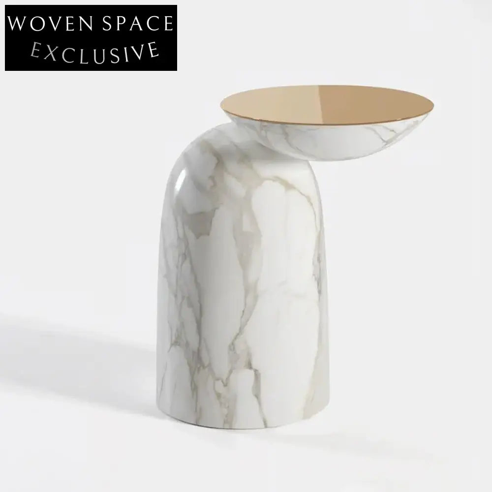 Minimalist Round Solid Marble Small Living Room Side Coffee Table
