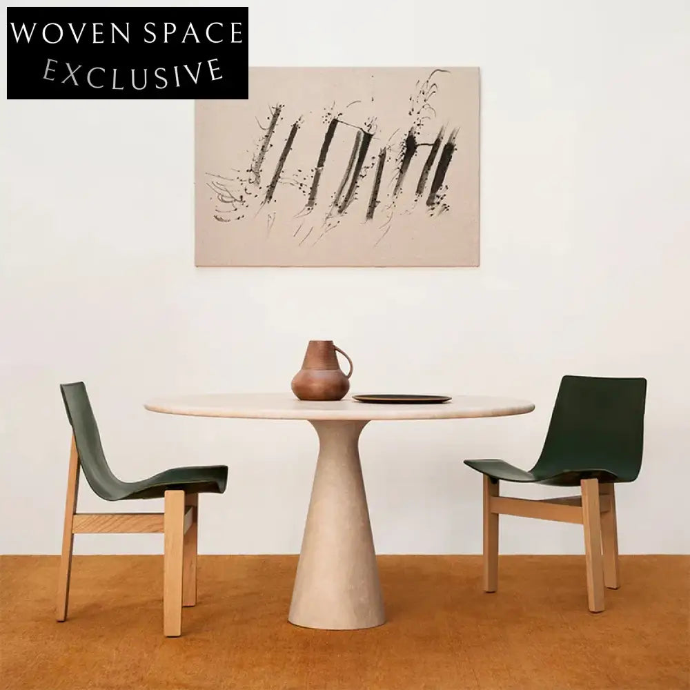 Minimalist Round Travertine Marble Home Dining Table