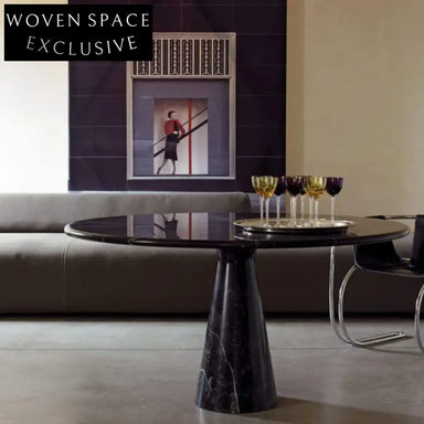 Minimalist Round Travertine Marble Home Dining Table