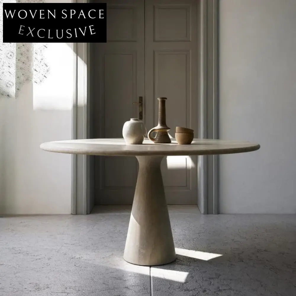 Minimalist Round Travertine Marble Home Dining Table