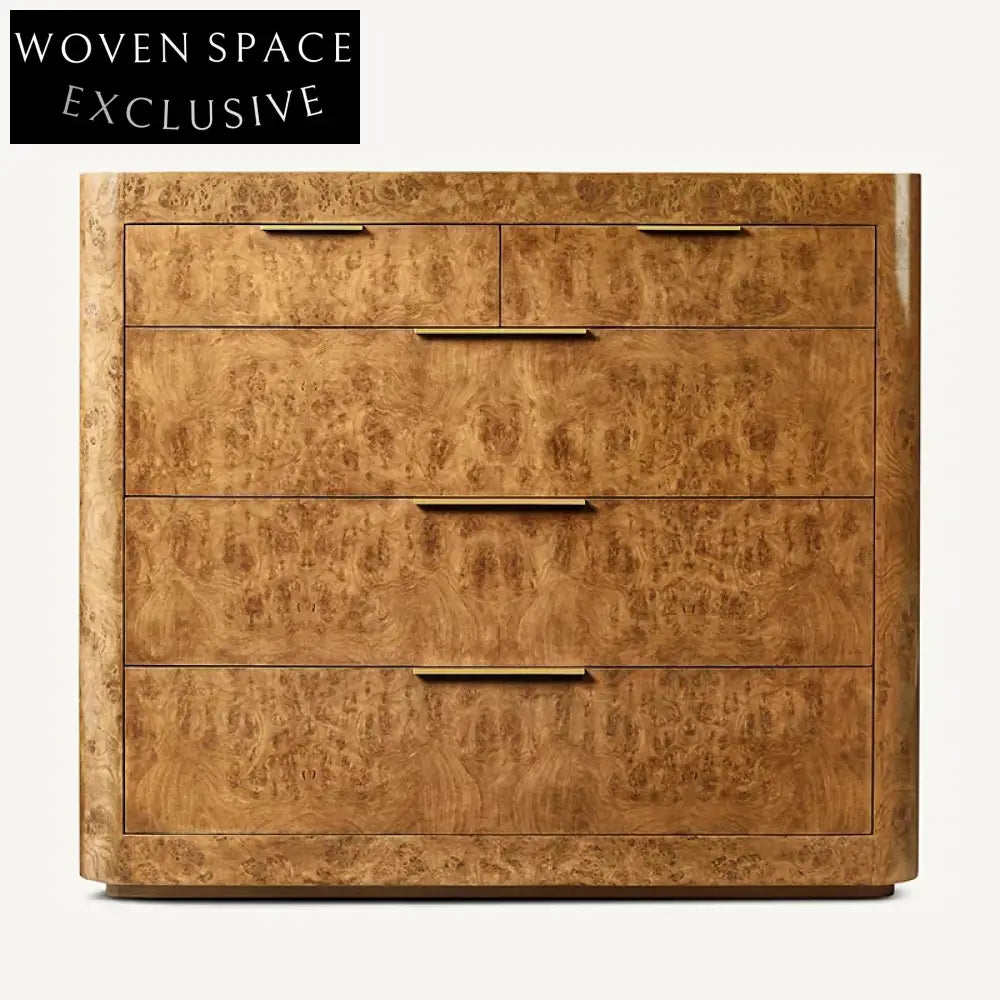 Minimalist Shiny Wooden 5-Drawer Storage Cabinet for Modern Living Spaces
