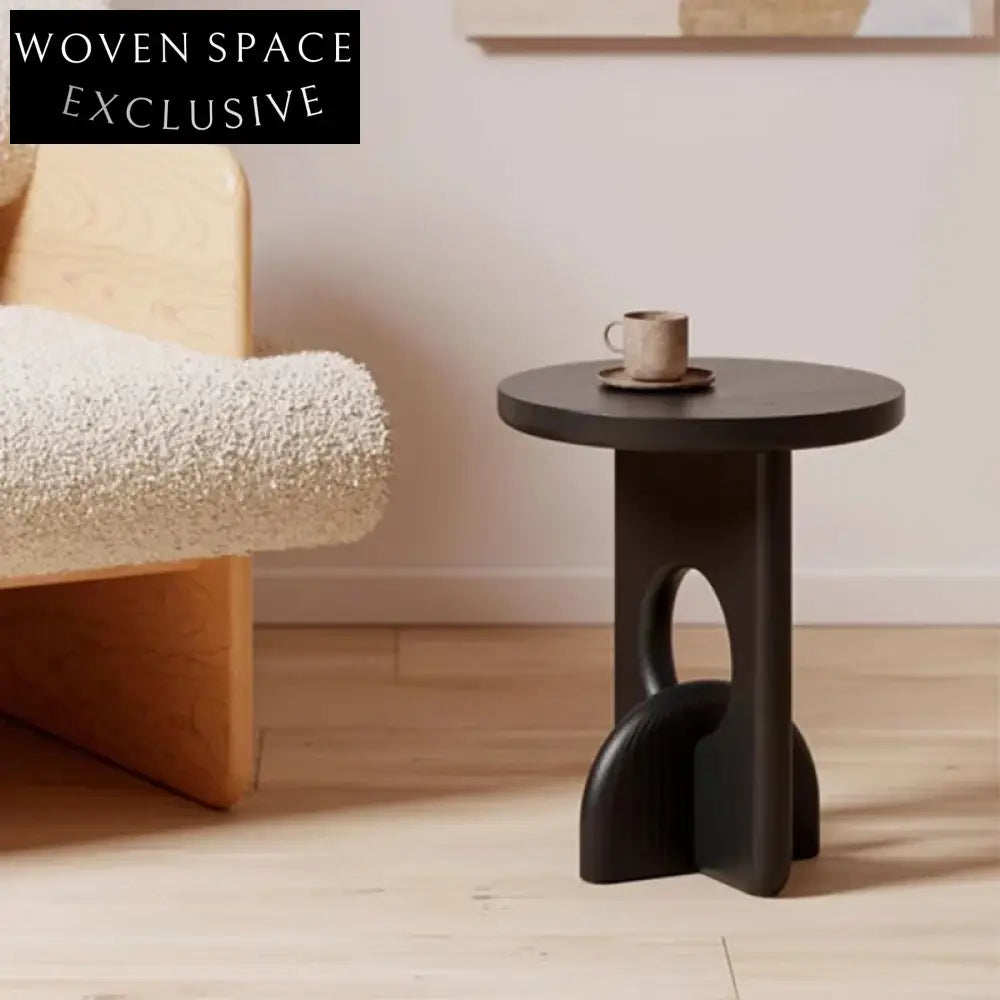 Minimalist Solid Ash Wood Round Coffee Table for Sofa Side, Light Luxury Design