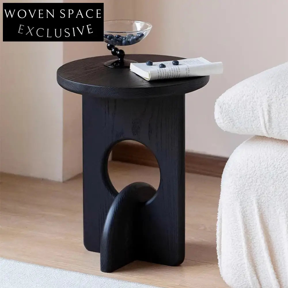 Minimalist Solid Ash Wood Round Coffee Table for Sofa Side, Light Luxury Design