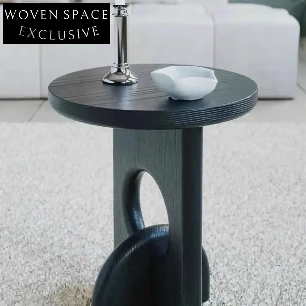 Minimalist Solid Ash Wood Round Coffee Table for Sofa Side, Light Luxury Design