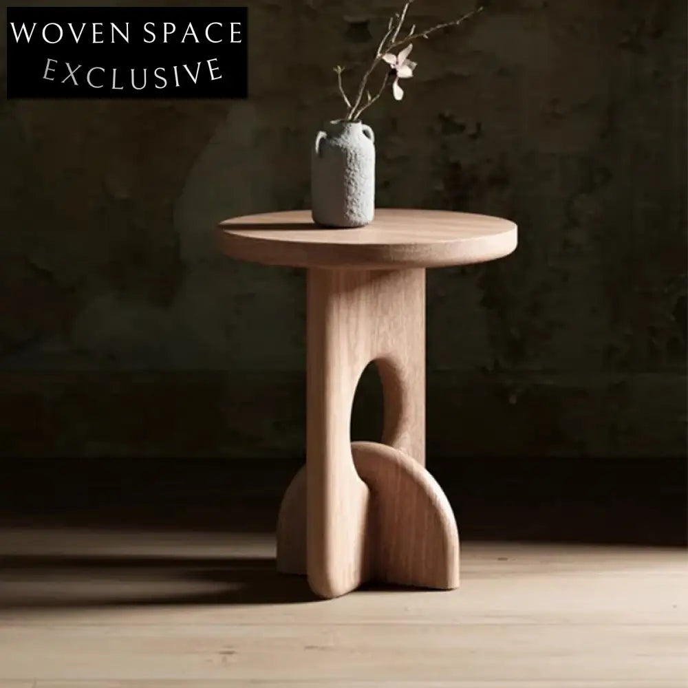 Minimalist Solid Ash Wood Round Coffee Table for Sofa Side, Light Luxury Design