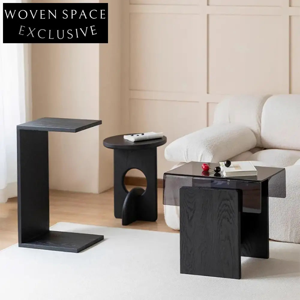 Minimalist Solid Ash Wood Round Coffee Table for Sofa Side, Light Luxury Design