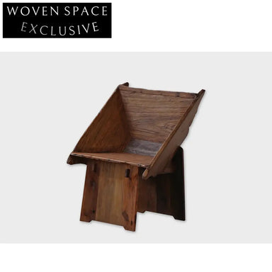 Minimalist Solid Elm Wood Wabi Sabi Antique Style Lounge Chair