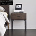 Minimalist Solid Oak Wood Storage Bedside Table Modern Metal Base Accent