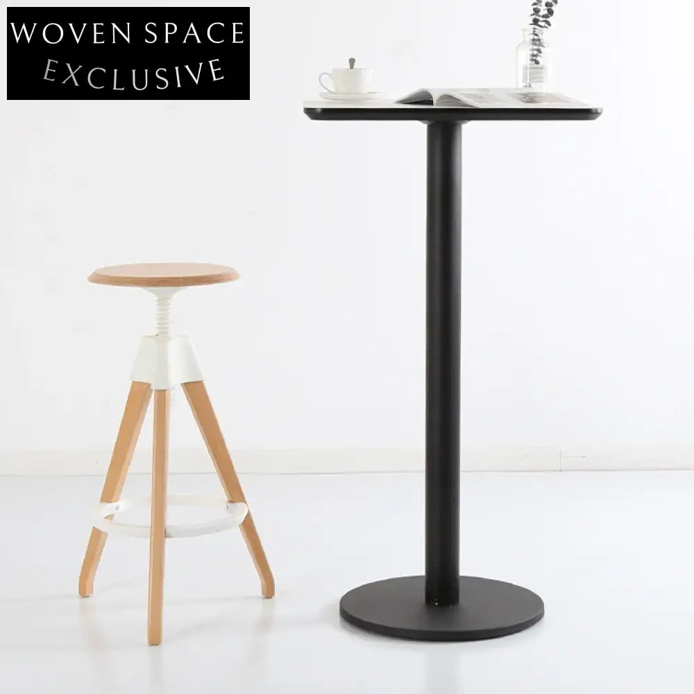 Minimalist Solid Wood Adjustable Height Round Bar Stool and Dining Chair